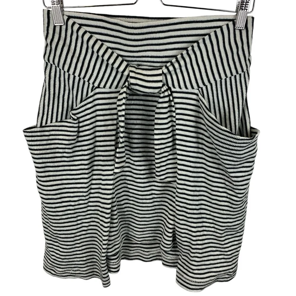 Free People sz S All Tied Up Layered Skirt Cream Black Striped Stretch Knit - Picture 2 of 8